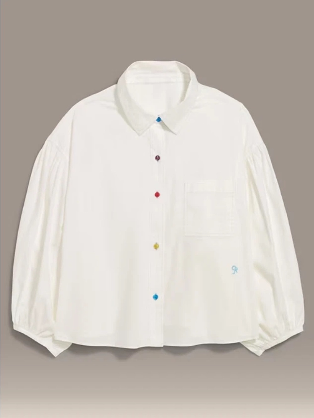 Christopher John Rogers for Target White Button-Down Shirt w/ Multicolor Buttons